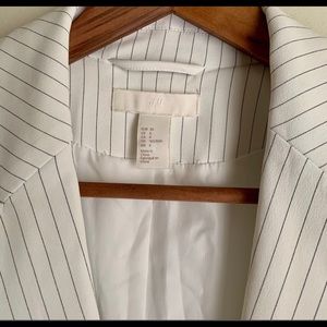 White H&M Blazer with Black Pinstripes